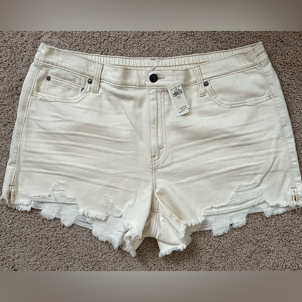 NWT Aerie Daydream Denim Shorts Ivory Cream XL
